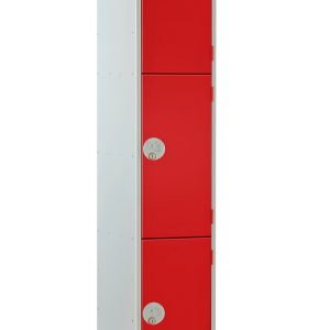 Full Size Steel Lockers - Red - 3 Door