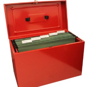 Foolscap Metal Box File - Red