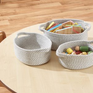 Handled Cotton Rope Storage Basket Set 3