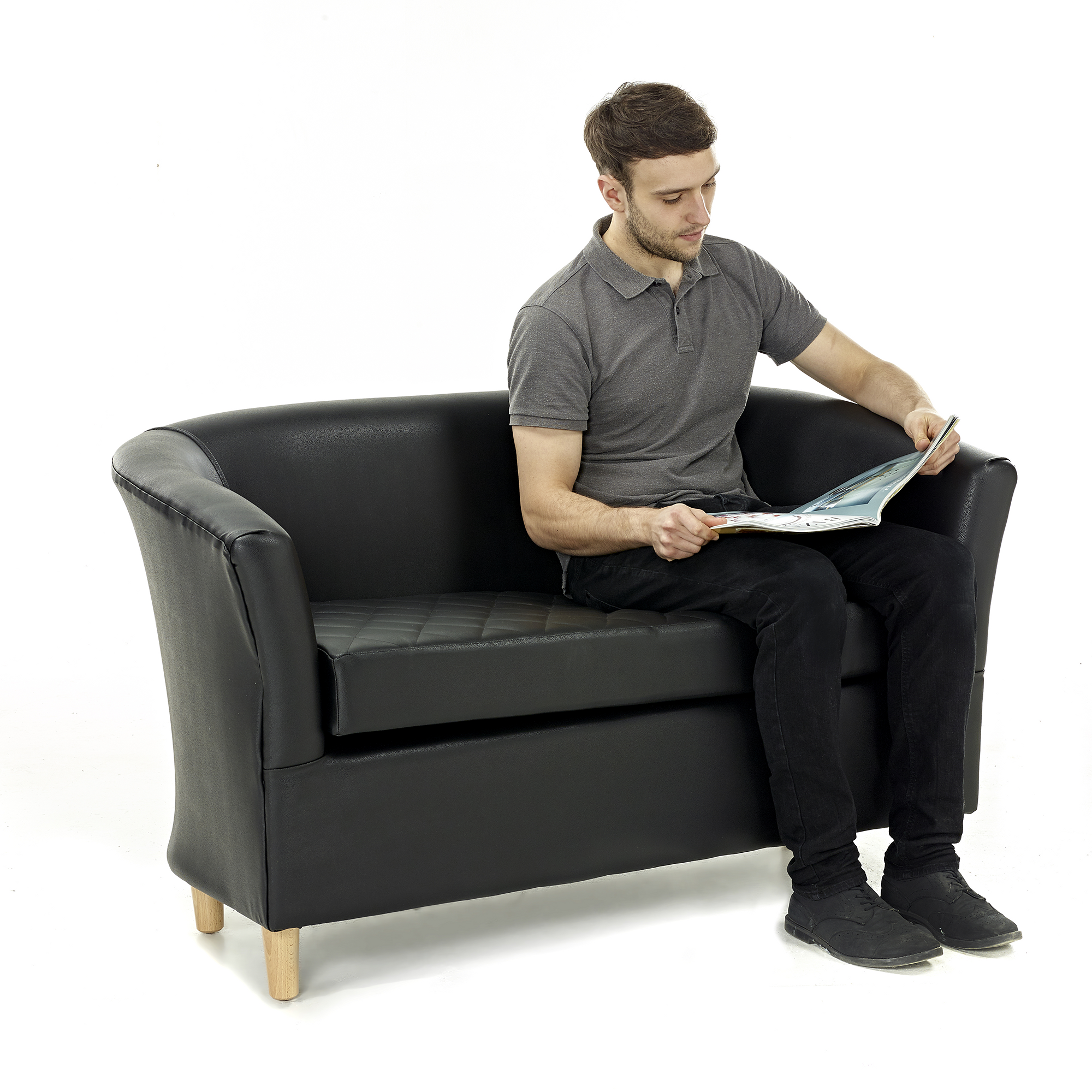 Adult Quilted Tub Sofa Black - Image 2