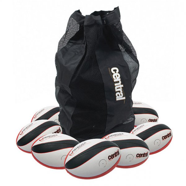 10 Rugby Balls And Carry Bag Size 3