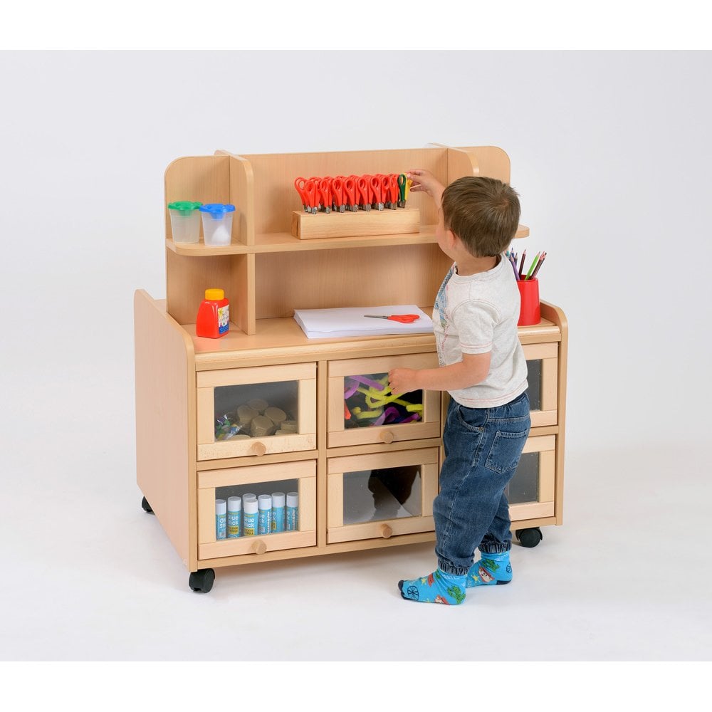 DS Resource Unit With Doors , Storage, Mirror And Wicker Baskets