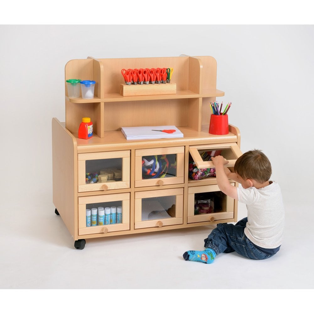 DS Resource Unit With Doors , Storage, Mirror And Wicker Baskets - Image 2