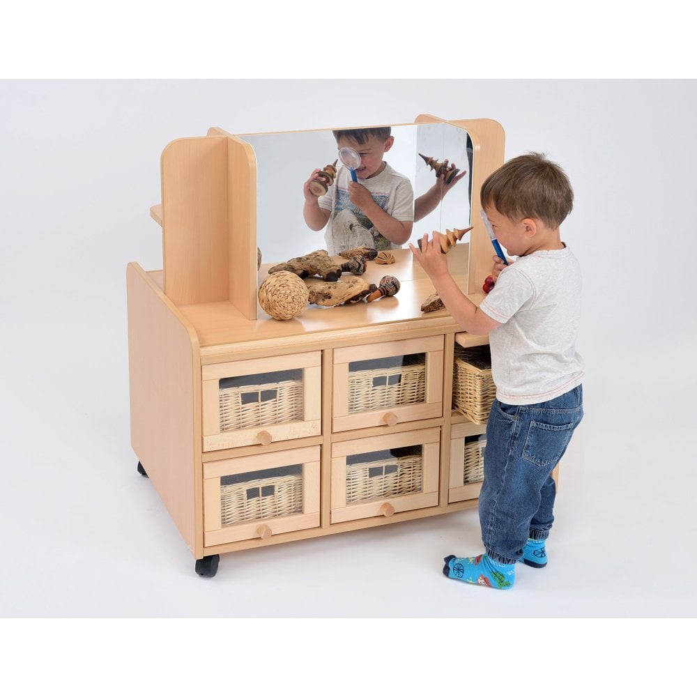DS Resource Unit With Doors , Storage, Mirror And Wicker Baskets - Image 4