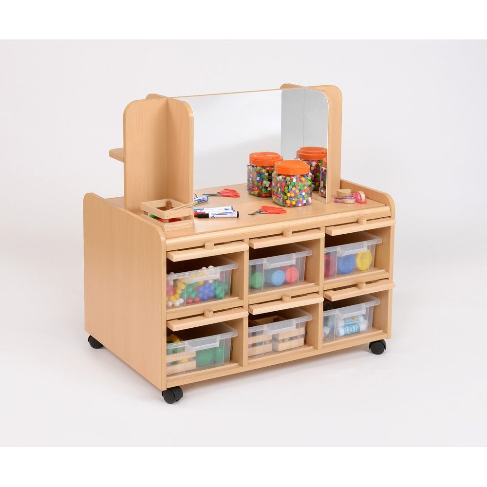 DS Resource Unit With Doors , Storage, Mirror And Wicker Baskets - Image 5