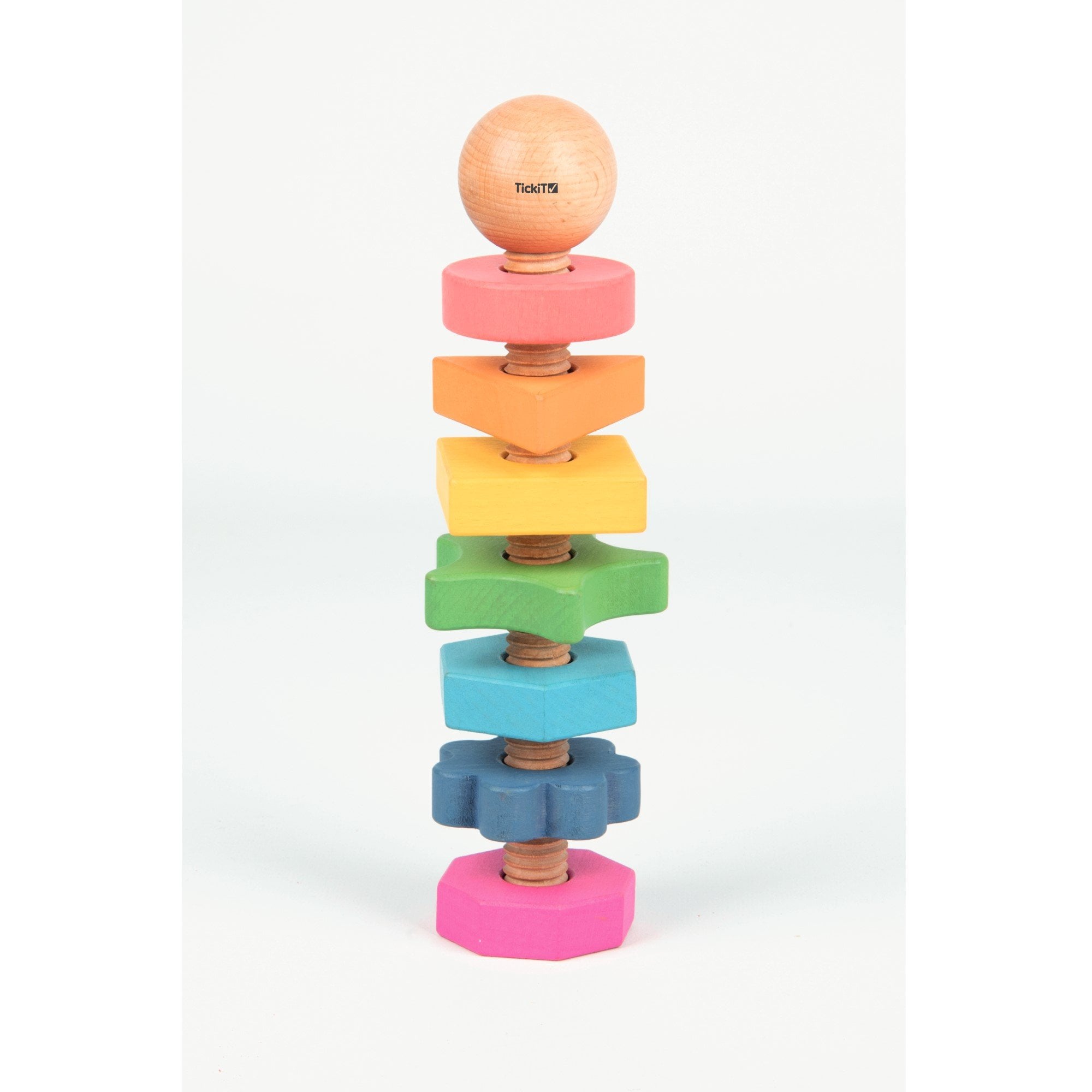 TickiT – 21 Bobine In Legno Arcobaleno, Faggio Massiccio, 7 Colori, Gioco Euristico Per Bambini 10m+