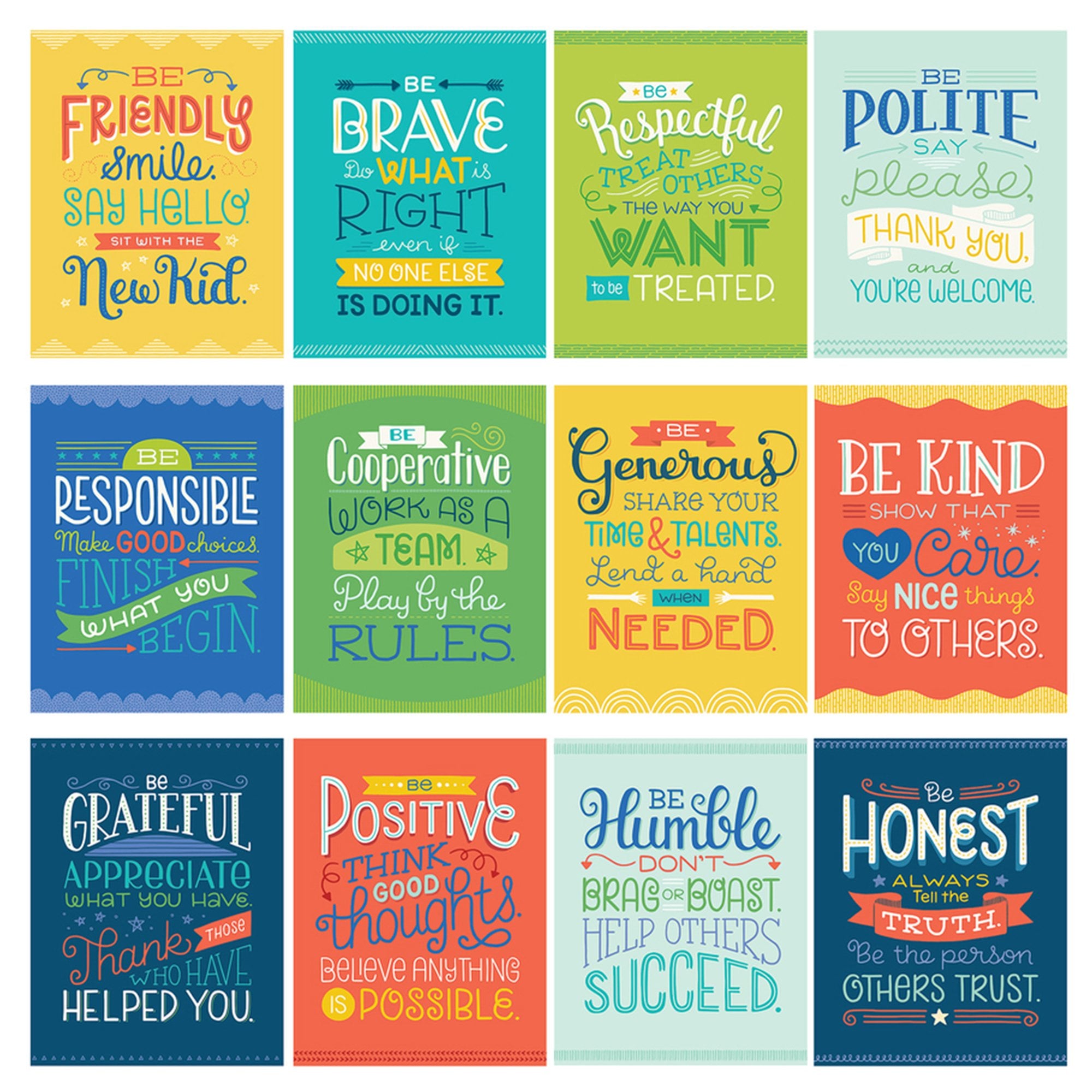 Positive Character Traits Mini Wall Chart - 12 Traits