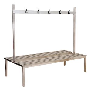 Grey Laminate Double Sided Changing Room Bench 1000mm Wide 10 X Coat Hooks