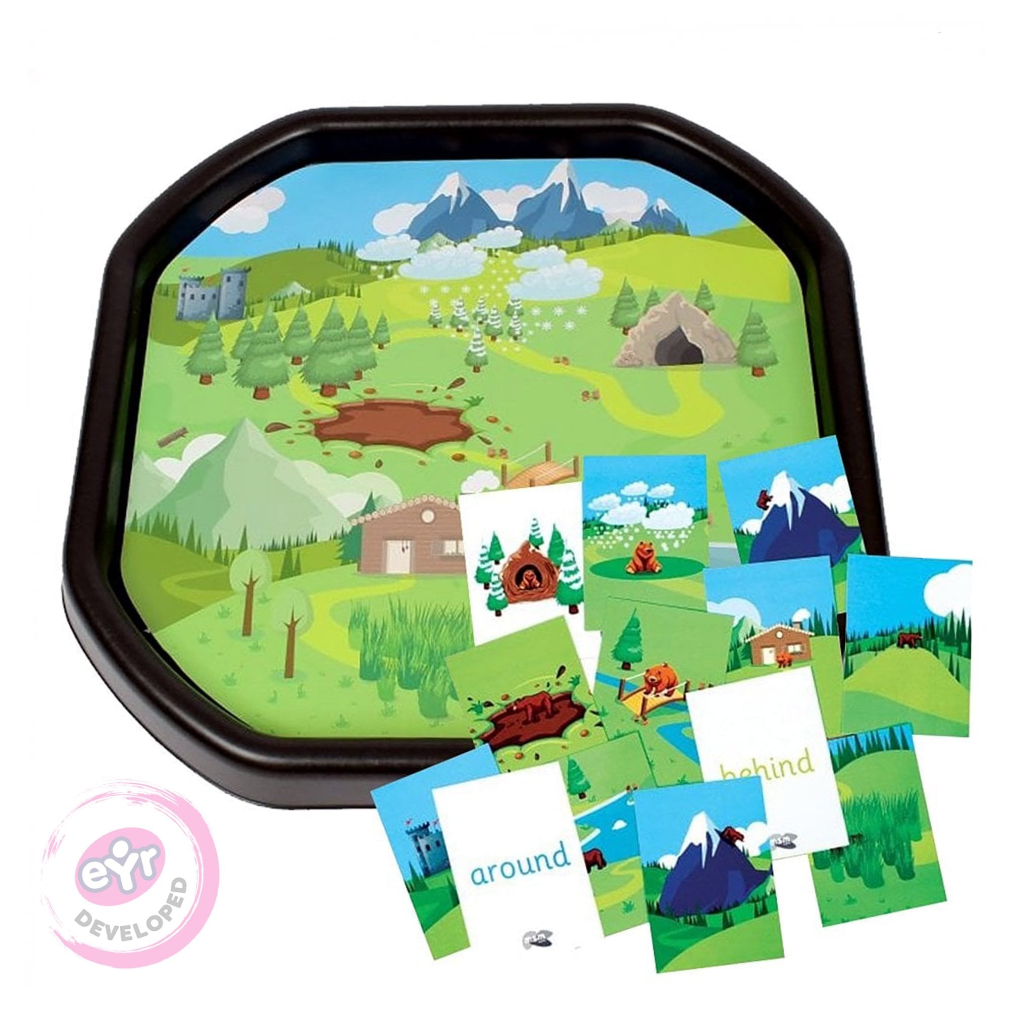 Bear Hunt Mini Tuff Tray Mat & Positional Language Cards
