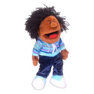 Black Hand Puppet Boy With Moving Mouth 40cm Tall