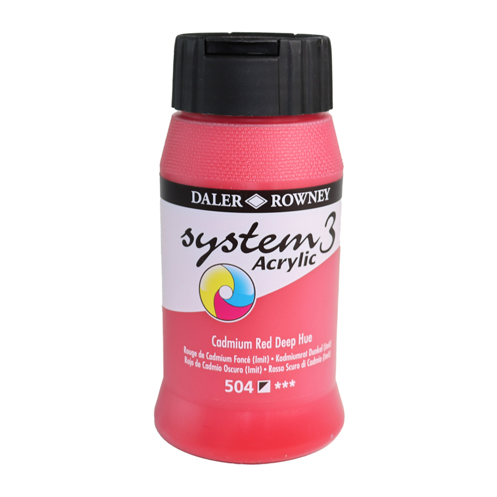 Daler-Rowney System 3 Original Acrylic Colours 500ml - Cadmium Red Deep (Hue)