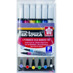 Sakura Pen-Touch Opaque Coloured Markers - Slim. Set of 6
