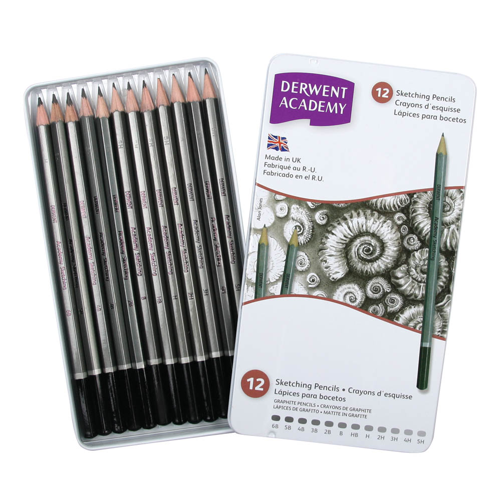 Derwent Academy Sketching Tin. Set of 12