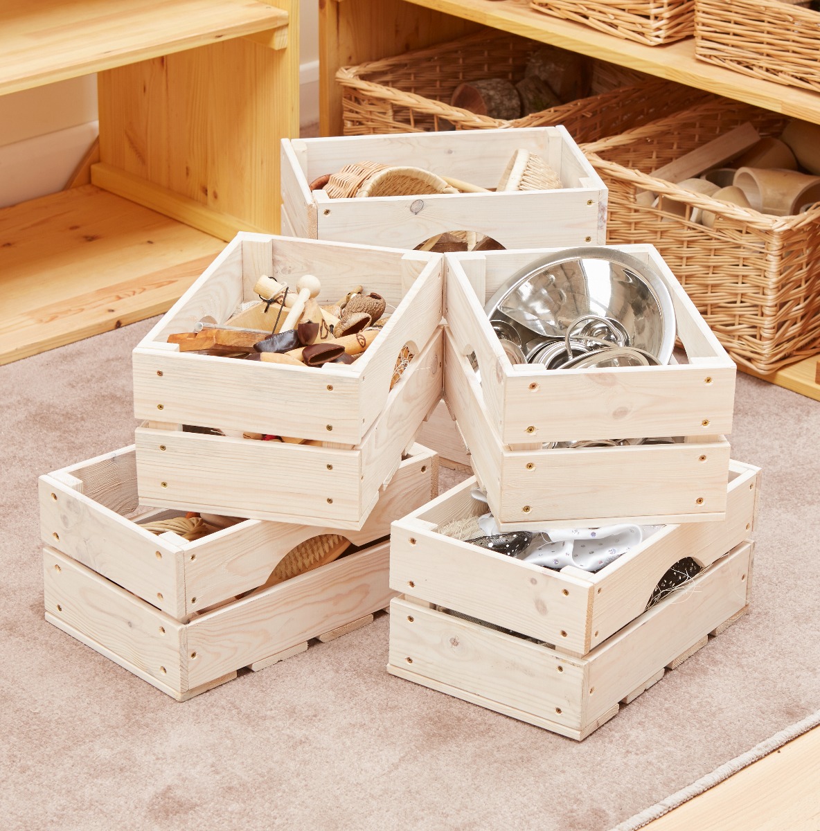 All Wood Grab Crates (6Pk)