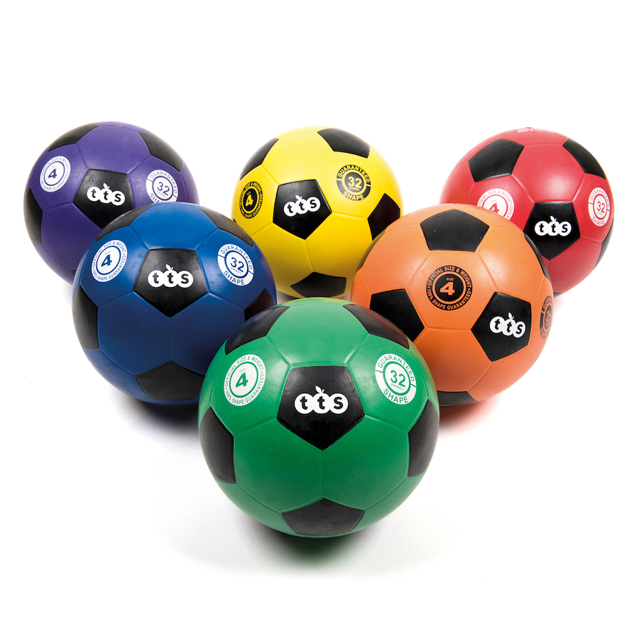 6 Colour Rubber Football Size 4 6pk