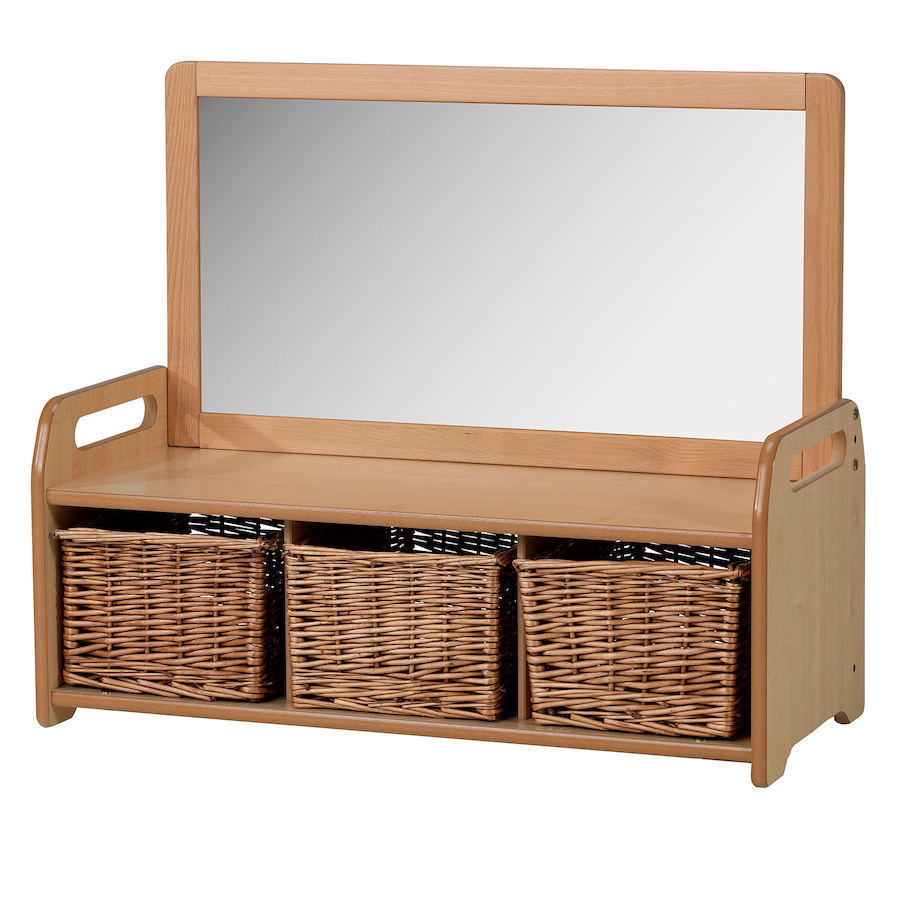 Millhouse Low Mirror Storage Unit with 3 Baskets