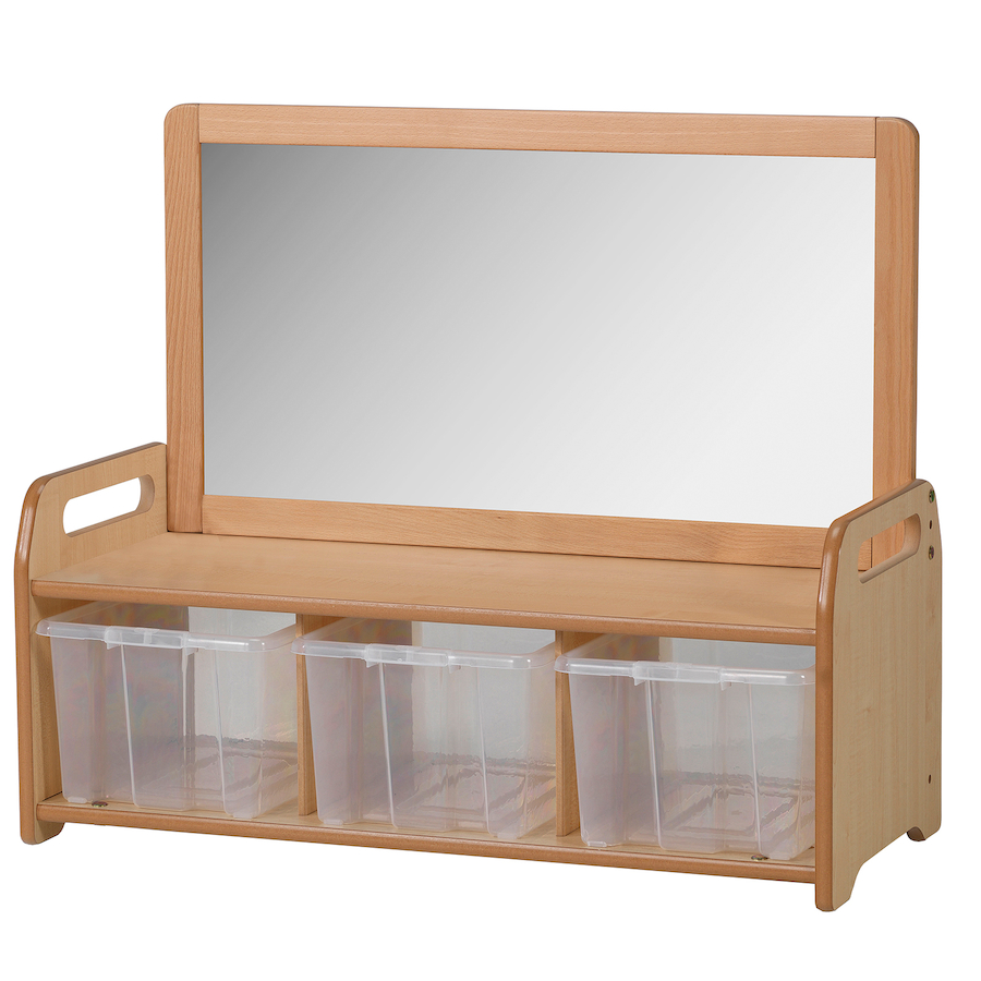 Millhouse Low Mirror Storage Unit with 3 Baskets - Image 2